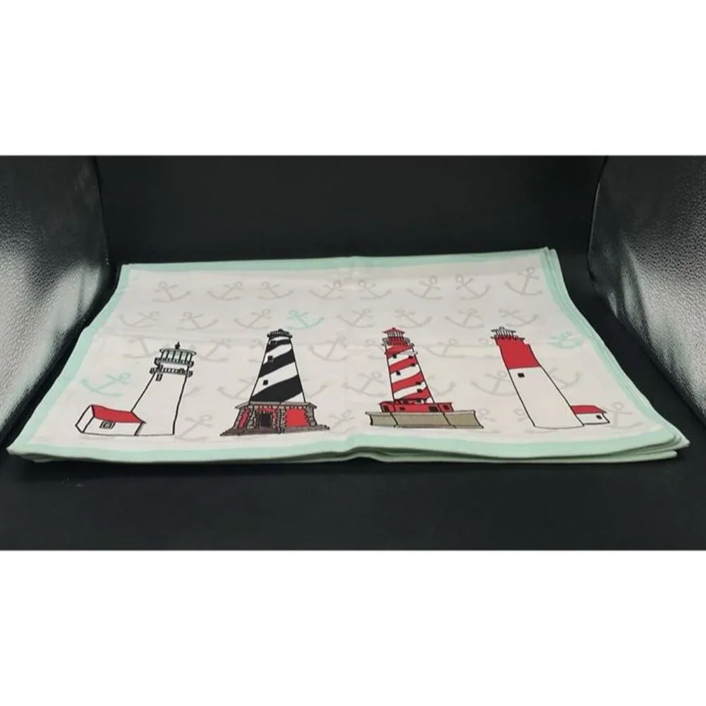 Set of 4 Shard Lighthouse Nautical Cotton Placemats 19.5” x 14.5” Coastal Beach